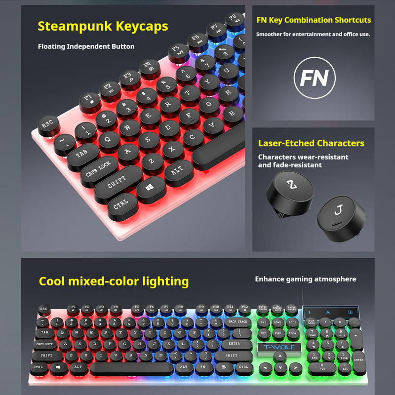 T11T-WOLF Gaming Keyboard 104  - огляд і ціна Pc Gaming Fullset